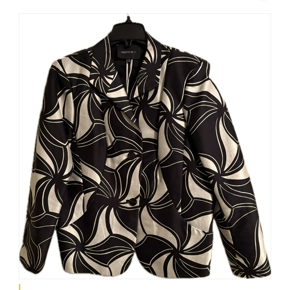Lafayette 148 Black and White Floral Blazer.